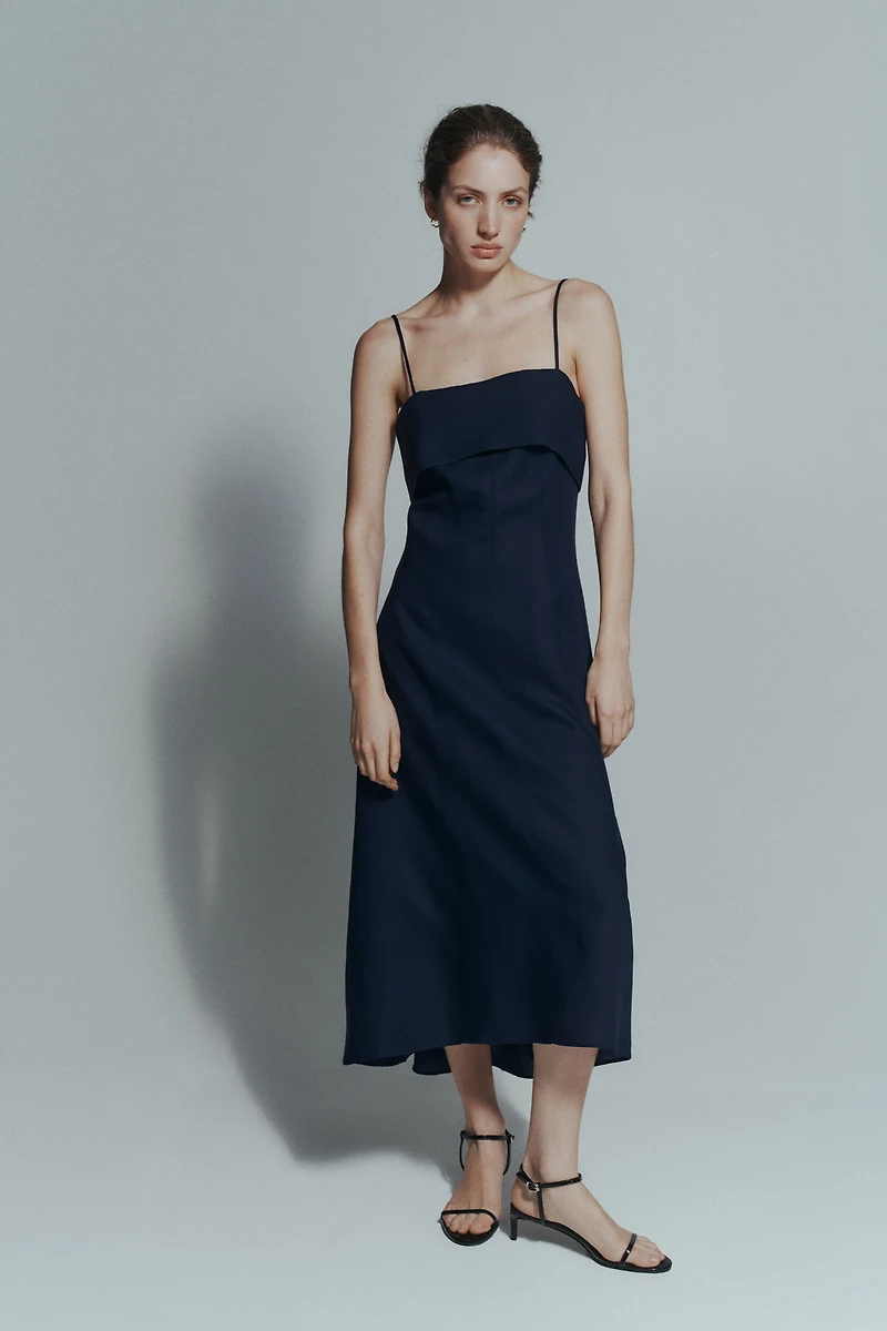 Linen-Blend Strappy Dress