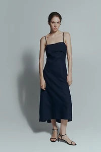 Linen-Blend Strappy Dress