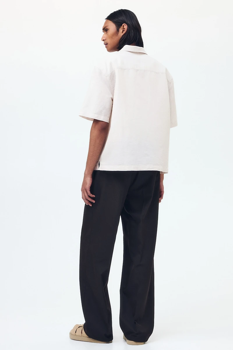 Relaxed-Fit Short-Sleeved Linen-Blend Shirt
