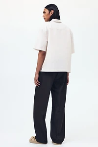Relaxed-Fit Short-Sleeved Linen-Blend Shirt