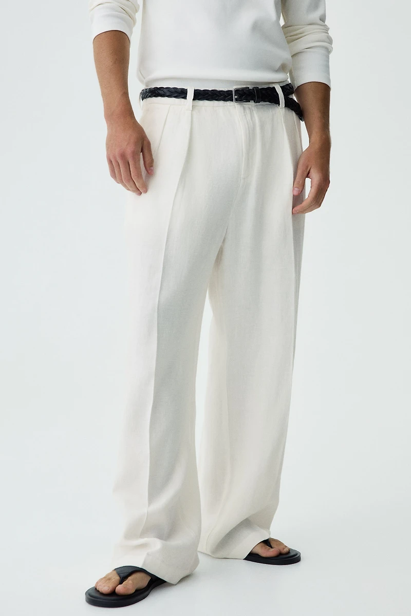 Pantalon large ample en lin