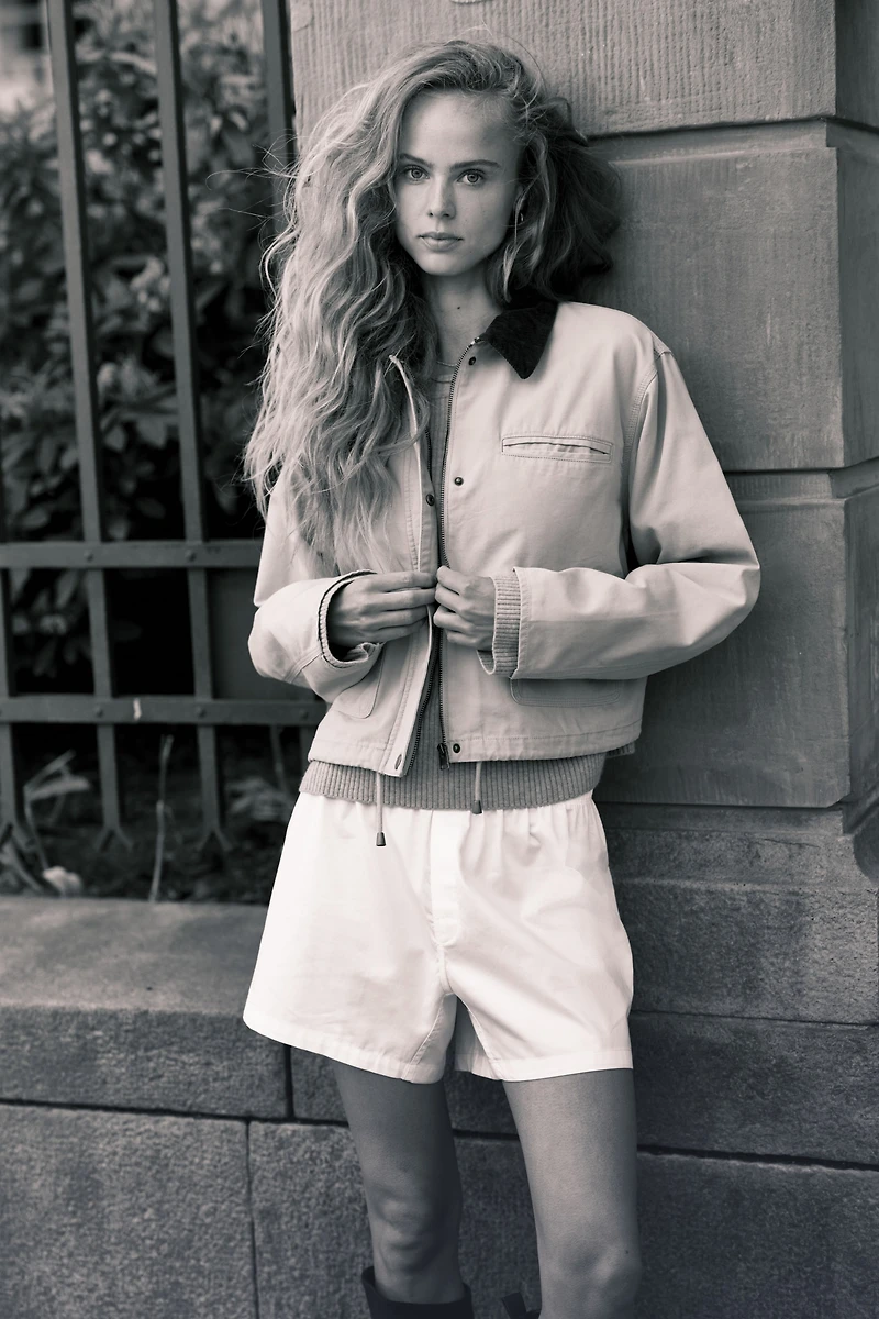 Veste en toile avec col velours côtelé