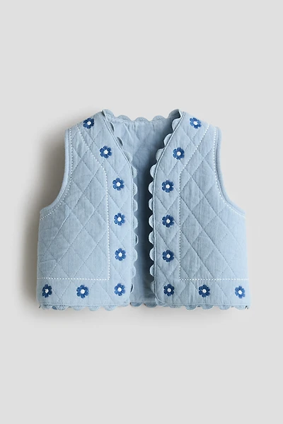 Embroidered-Detail Muslin Vest