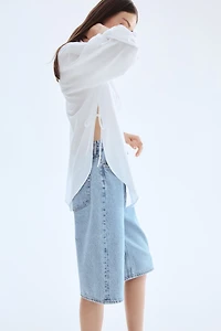Tie-Detail Linen-Blend Shirt