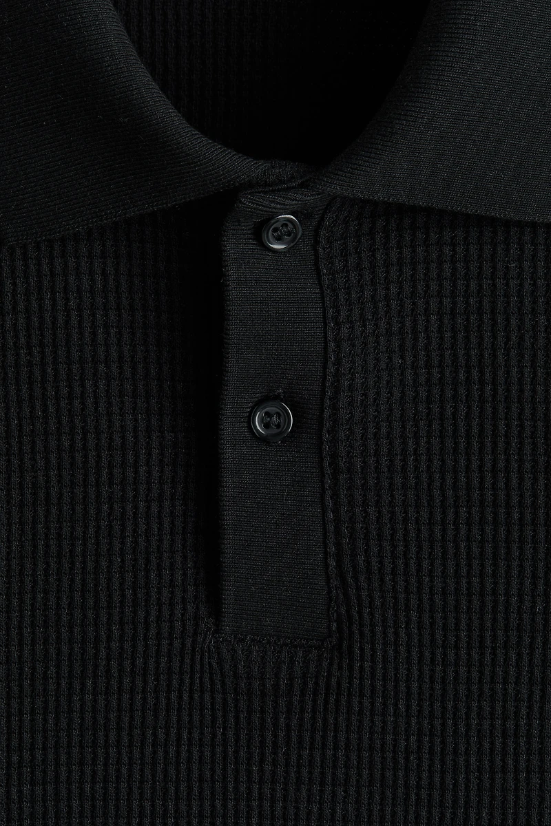 Slim-Fit Waffle-Knit Polo Shirt