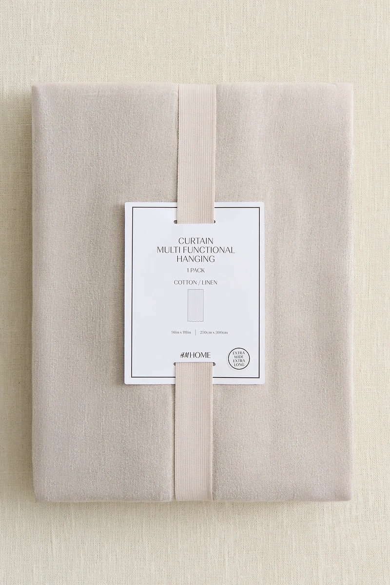 Lot de 1 rideau long et large en lin mélangé