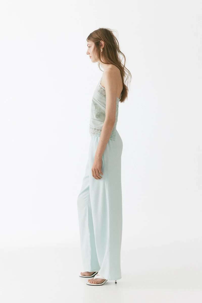 Wide-Leg Linen-Blend Pants