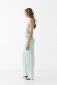 Wide-Leg Linen-Blend Pants