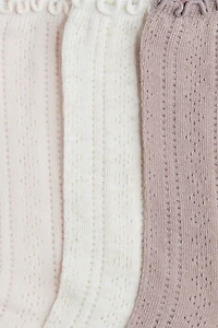 Lot de 3 paires bas en tricot pointelle