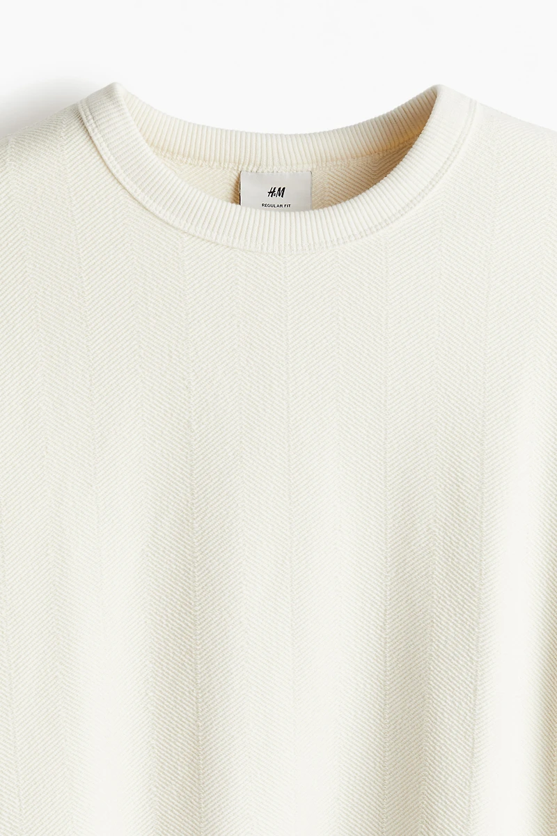 Regular Fit Herringbone-Patterned Sweatshirt