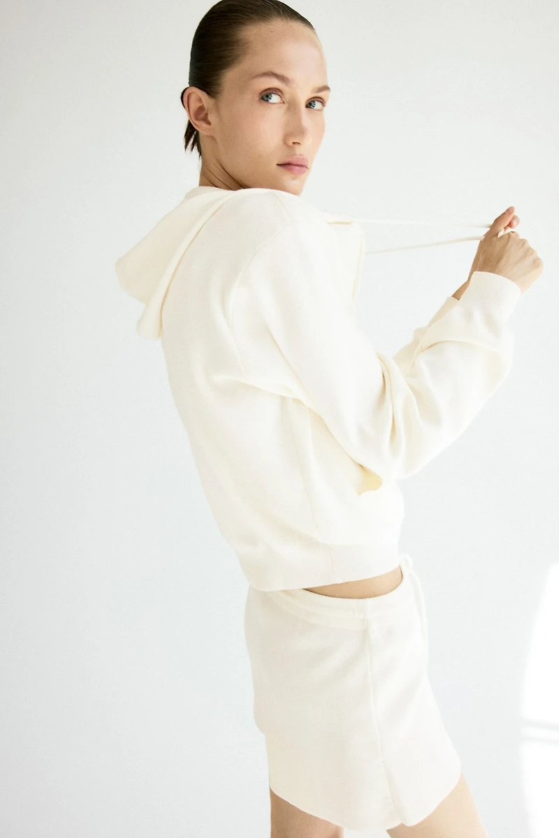 Fine-Knit Hooded Jacket