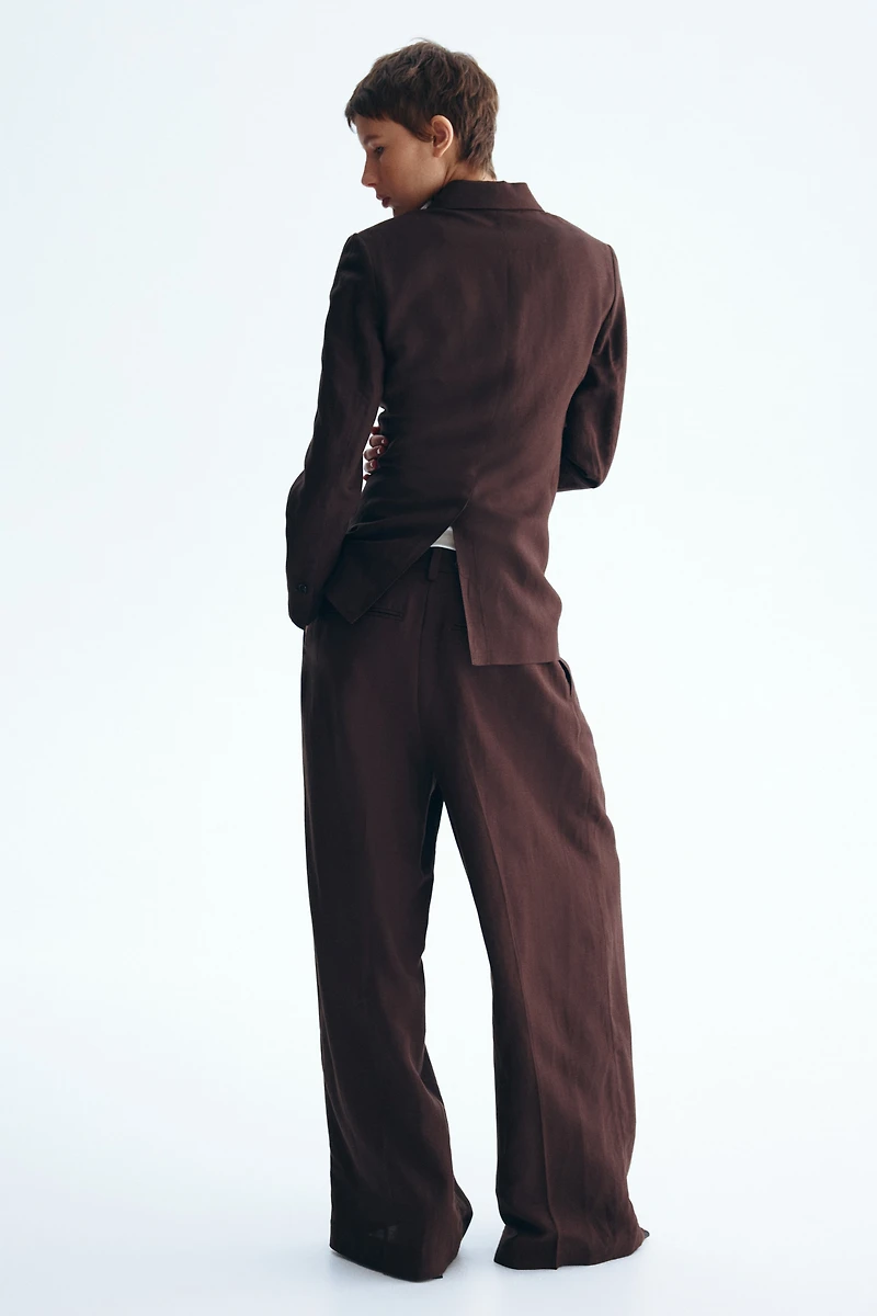 Linen-Blend Dress Pants