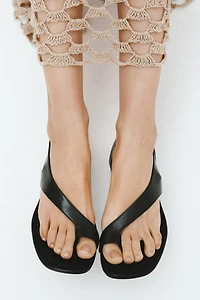 Kitten-Heeled Leather Sandals