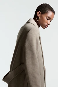 Wool-Blend Tie-Belt Coat