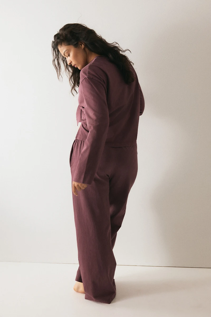 Washed-Look Cotton Pants