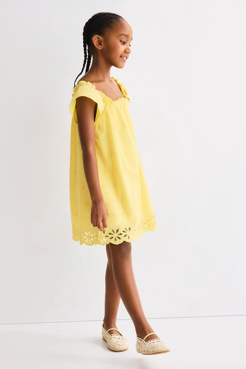 Cotton Dress with Eyelet Embroidery