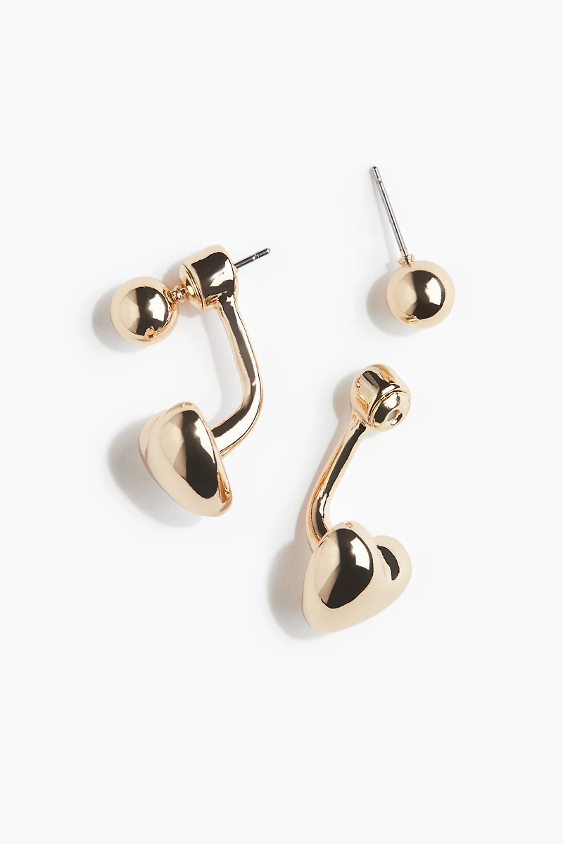 Heart-Shaped Front-Back Earrings
