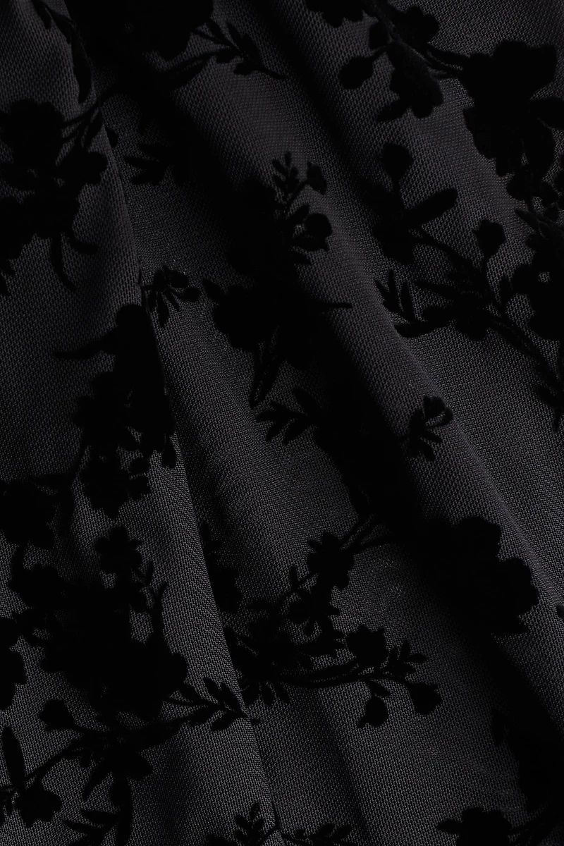 Flock-Print Strappy Dress