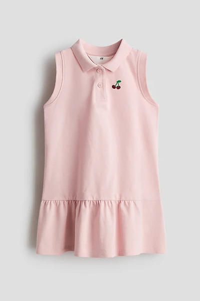 Piqué Polo Dress with Embroidered Motif