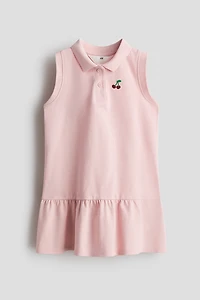 Piqué Polo Dress with Embroidered Motif