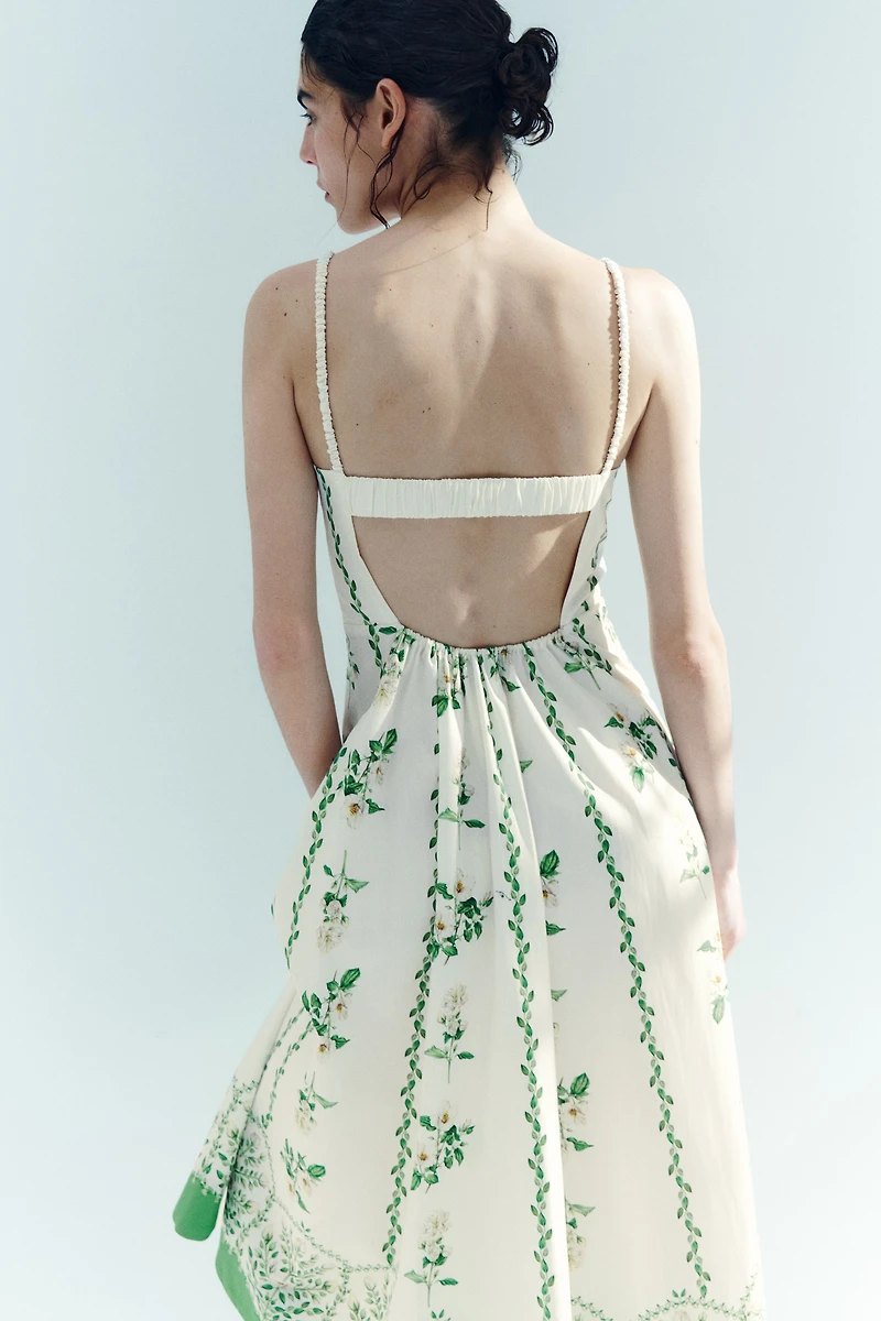 Cotton Dress with Flared Skirt