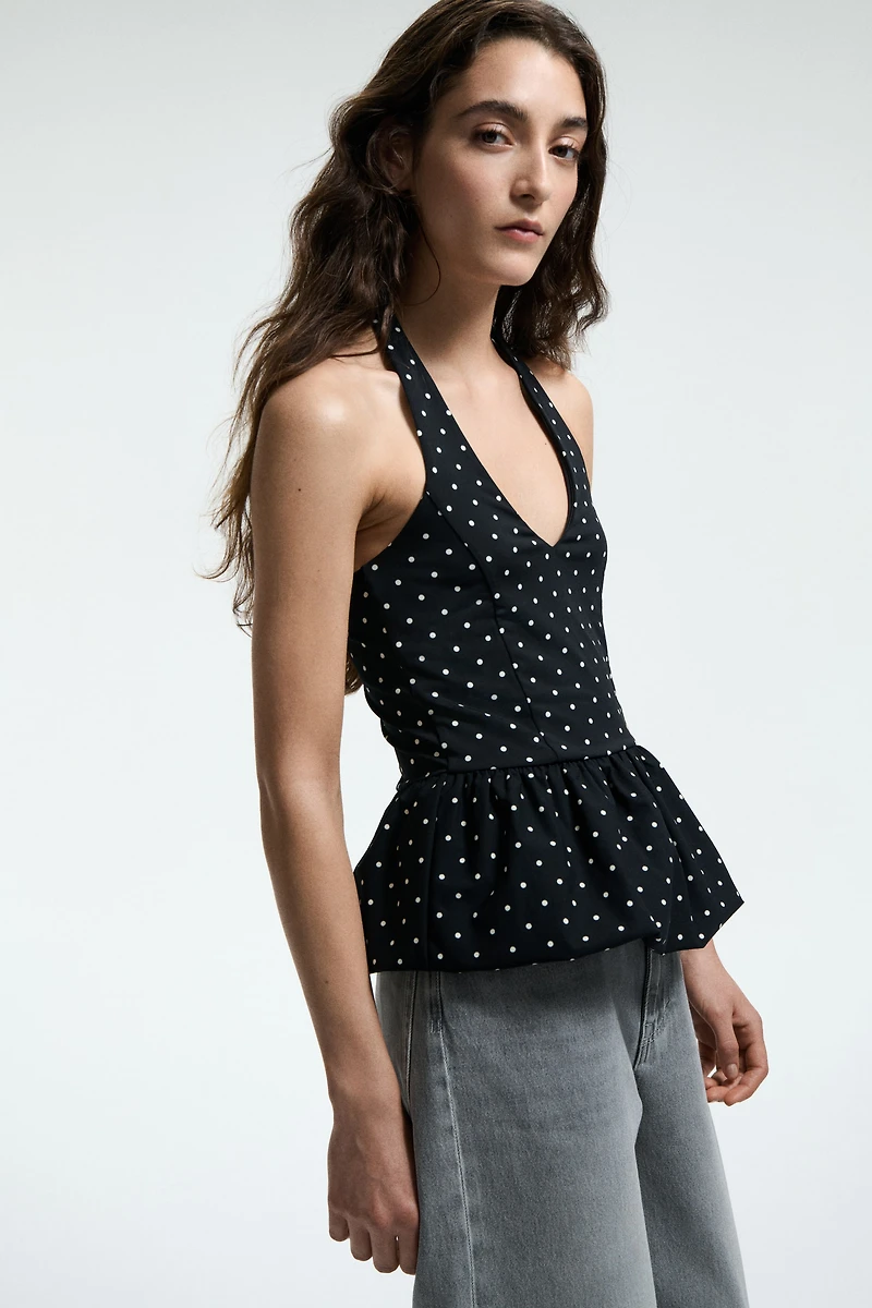 Peplum Halterneck Top