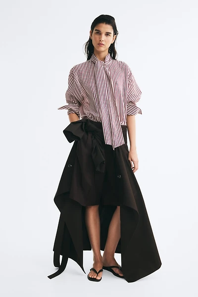 Oversized Scarf-Collar Shirt