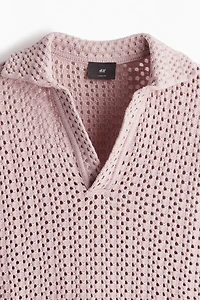 Loose Fit Pointelle-knit Polo Shirt