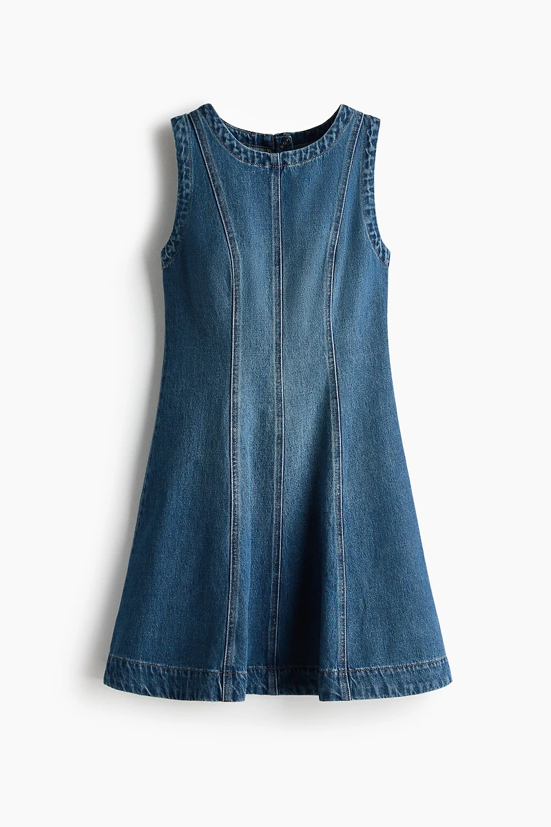 Flared-Skirt Denim Dress
