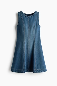Flared-Skirt Denim Dress