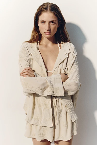 Embroidered Viscose Resort Shirt