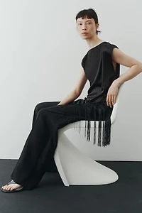 Linen-Blend Dress Pants