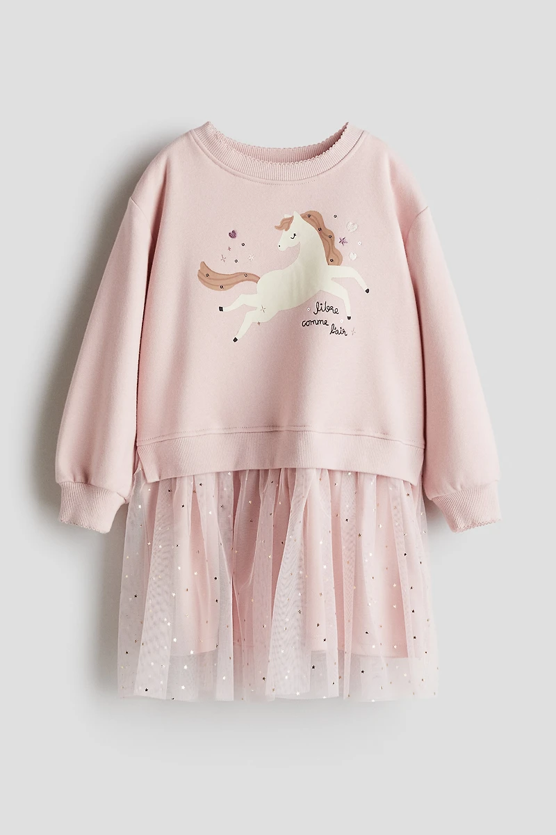 Sweatshirt Dress with Tulle Skirt