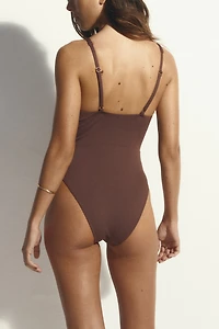 Padded-Cup High-Leg Swimsuit