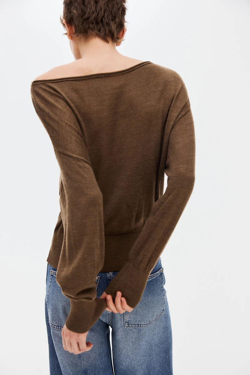 Fine-Knit One-Shoulder Top