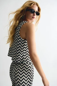 Tie-Front Jacquard-Knit Vest