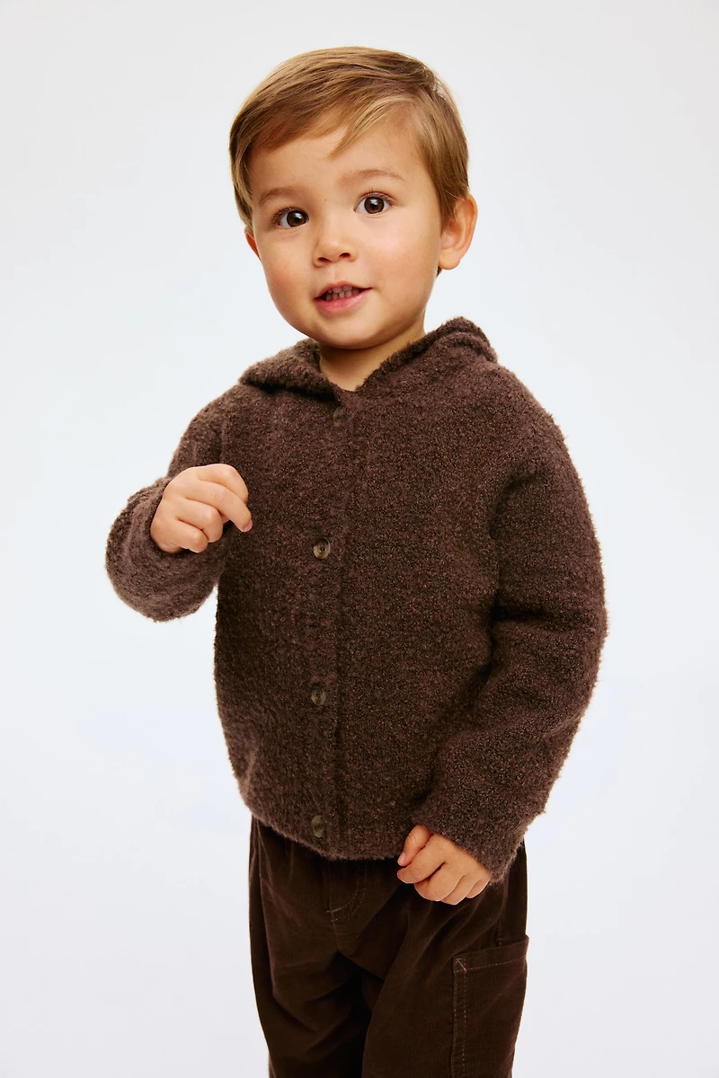 Hooded Bouclé-Knit Cardigan