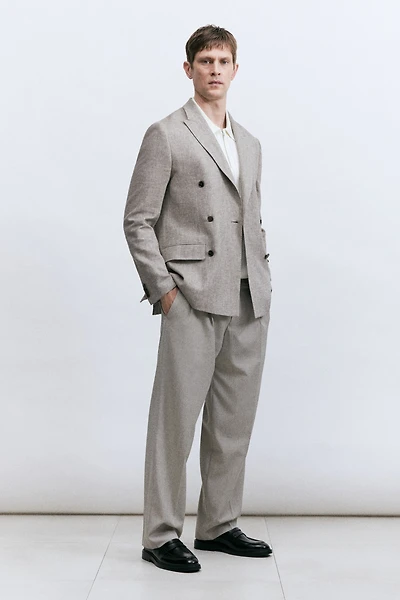 Relaxed-Fit Double-Breasted Linen-Blend Jacket