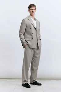 Veste croisée décontractée en lin mélangé