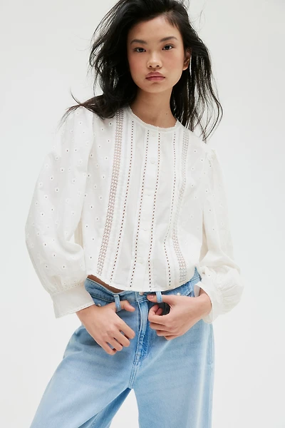 Blouse with Eyelet Embroidery