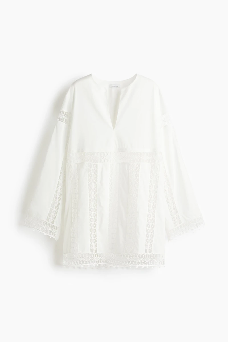 Lace-Inset Cotton Dress