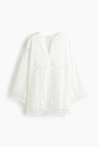 Lace-Inset Cotton Dress