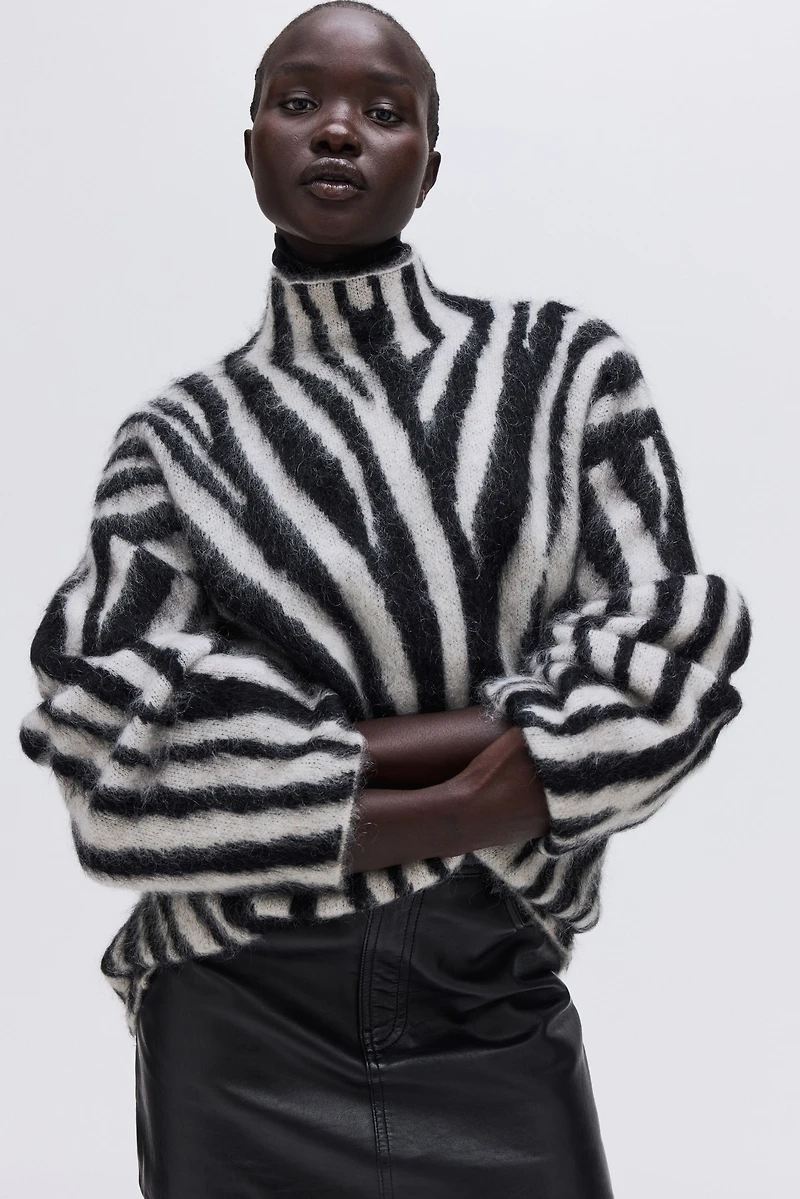 Mohair-Blend Mock Turtleneck Sweater