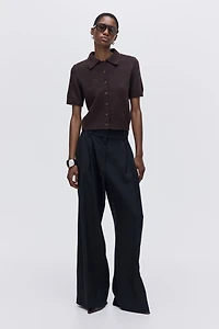 Short-Sleeved Cardigan with Collar