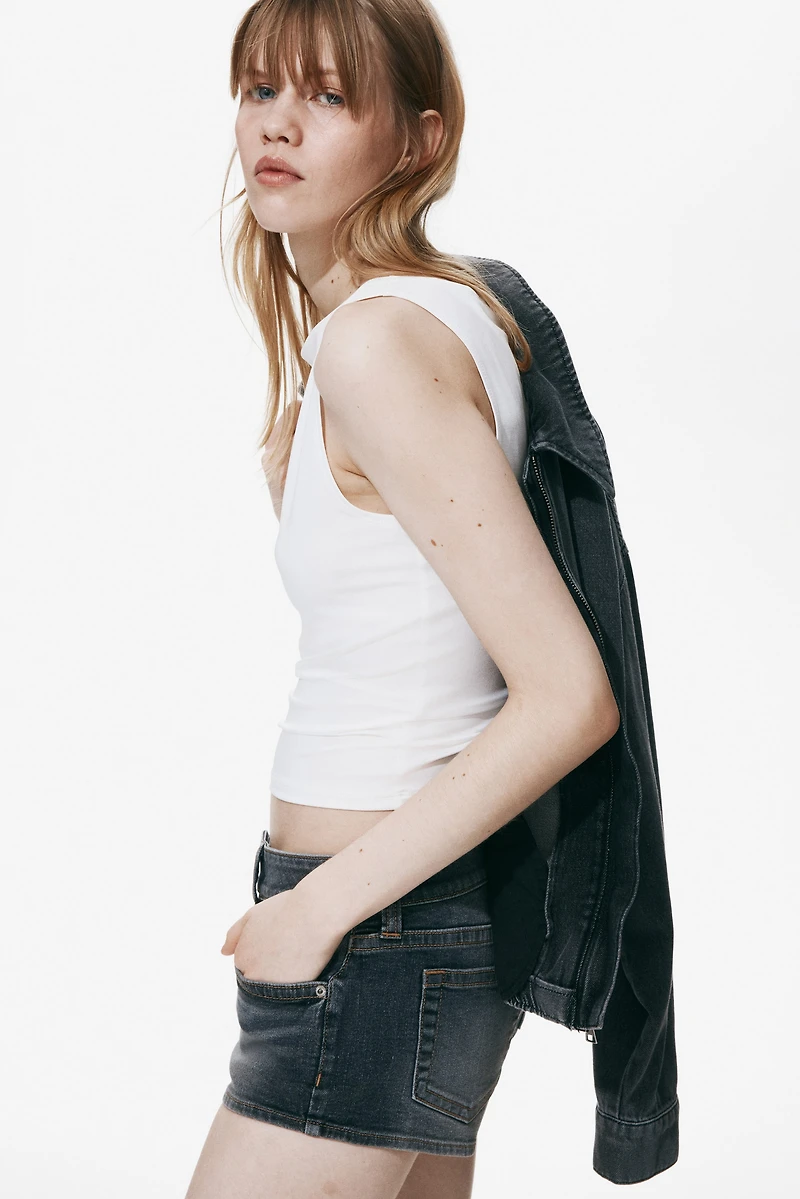 Low-Waist Mini Denim Shorts