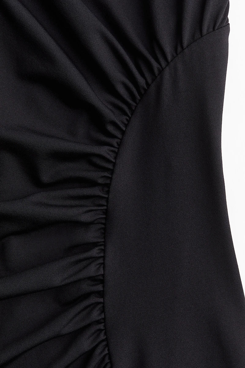 Draped Mock Turtleneck Dress