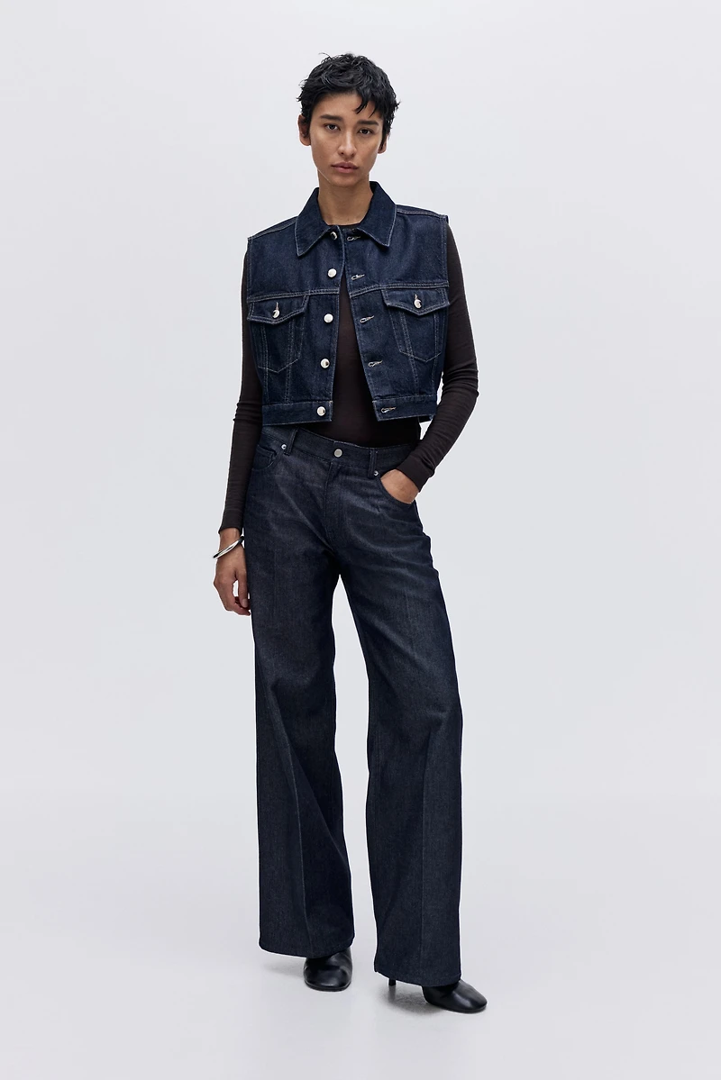 Gilet sans manches court en denim