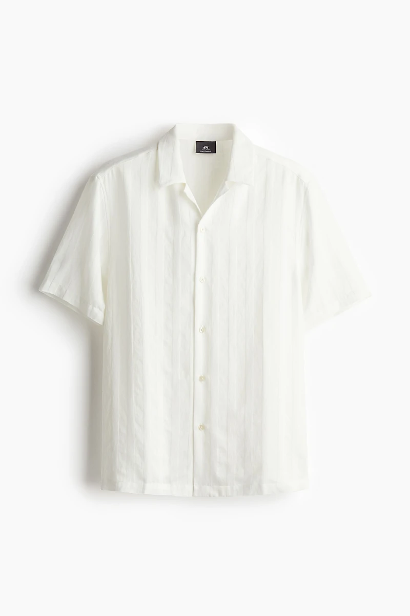 Chemise Coupe Classique à col cubain tissu texturé