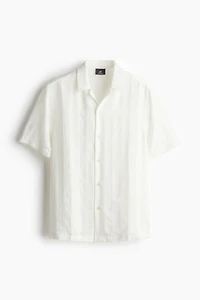 Chemise Coupe Classique à col cubain tissu texturé