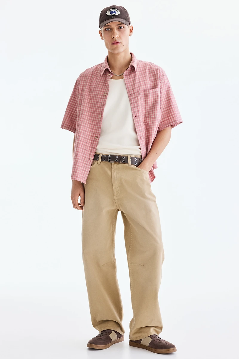 Chemise à manches courtes décontractée en coton